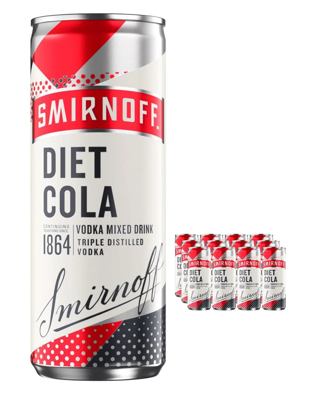 Smirnoff Vodka & Diet Cola Premixed Drink Multipack, 12 x 250 ml Ready Made Cocktails