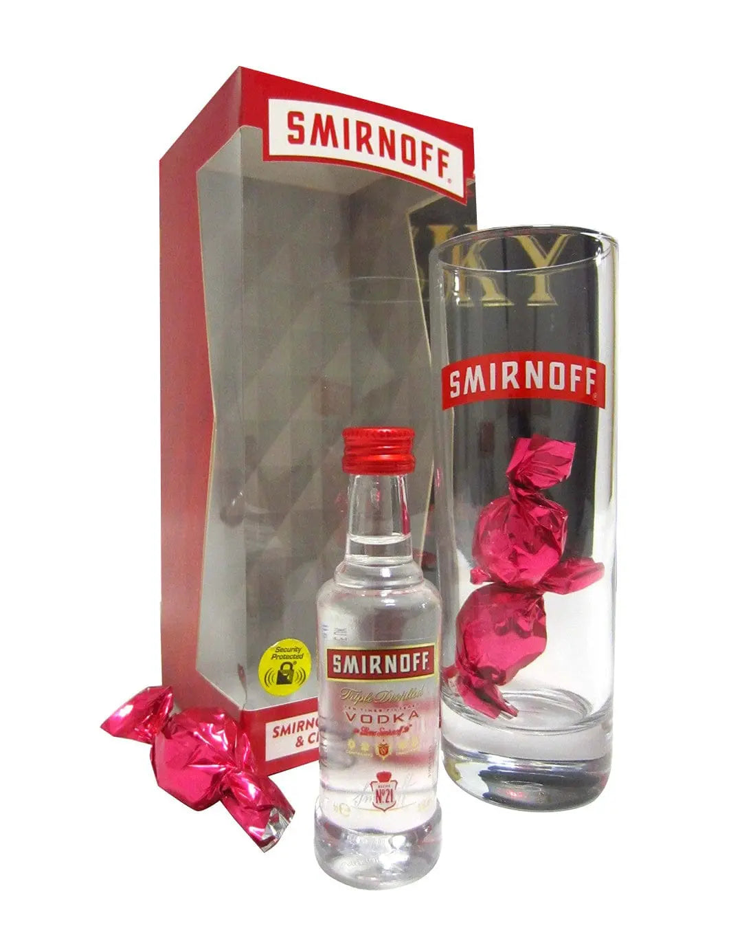 Smirnoff Vodka Miniature, Glass + Chocolates Gift Set, 5 cl Spirit Miniatures 5038635064505