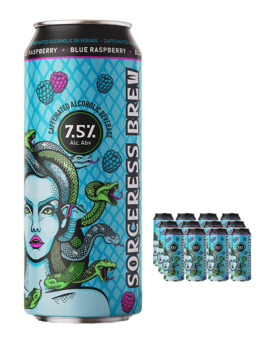 Sorceress Brew Blue Raspberry Multipack, 12 x 500 ml Ready Made Cocktails