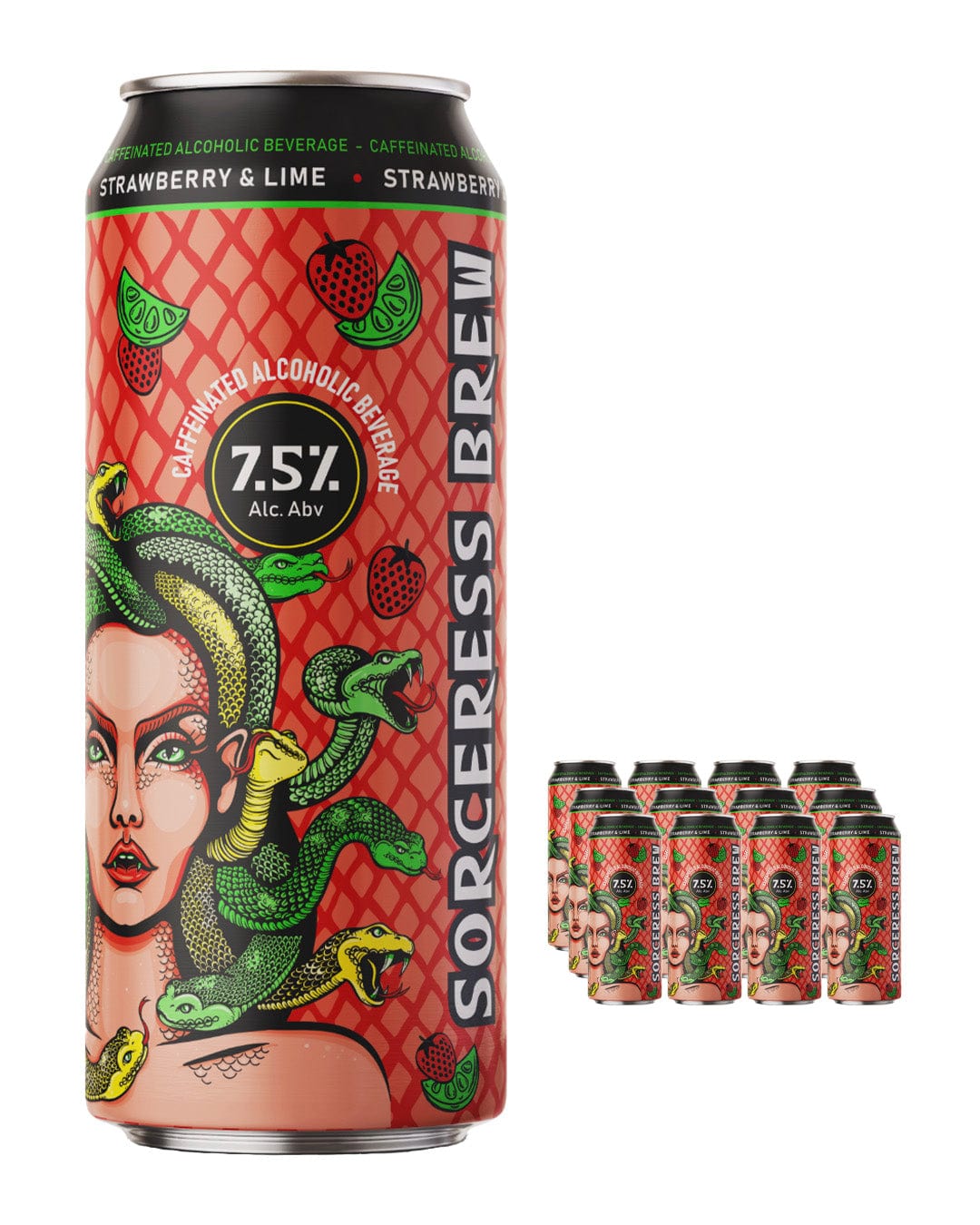 Sorceress Brew Strawberry & Lime Multipack, 12 x 500 ml Ready Made Cocktails