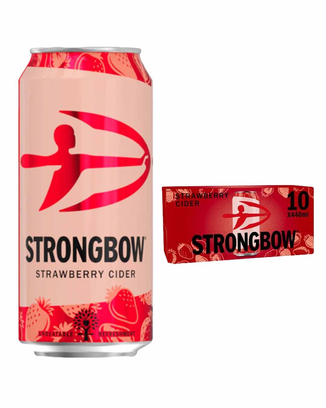 Strongbow Strawberry Cider Cans Multipack, 10 x 440 ml cider