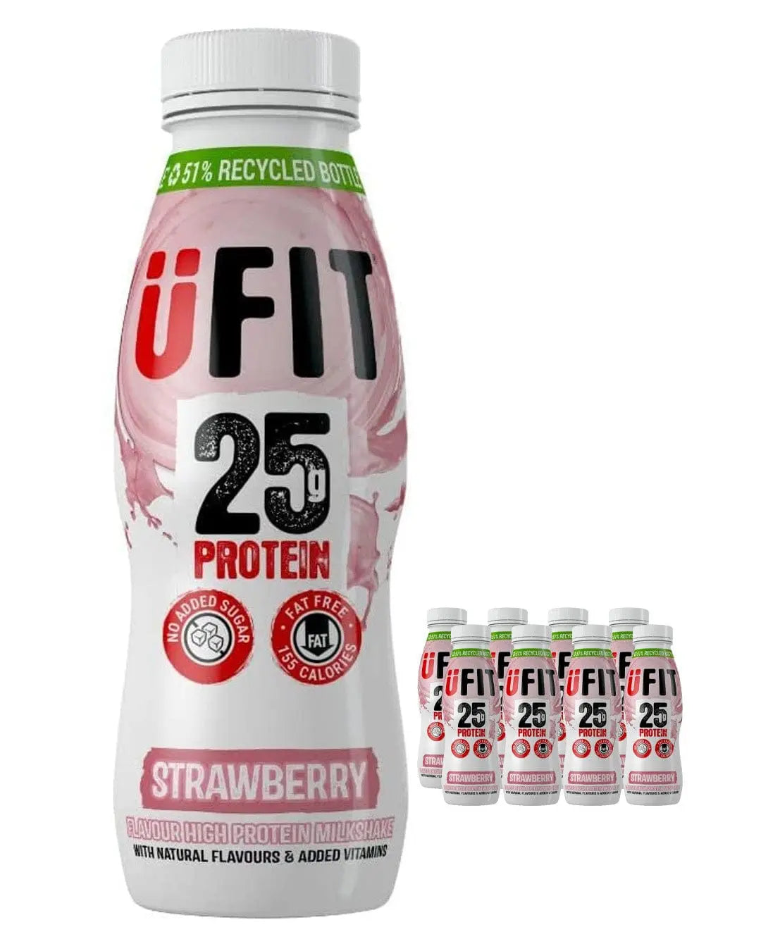 UFIT High Protein Shake Drink Strawberry Multipack, 8 x 310 ml Soft Drinks & Mixers
