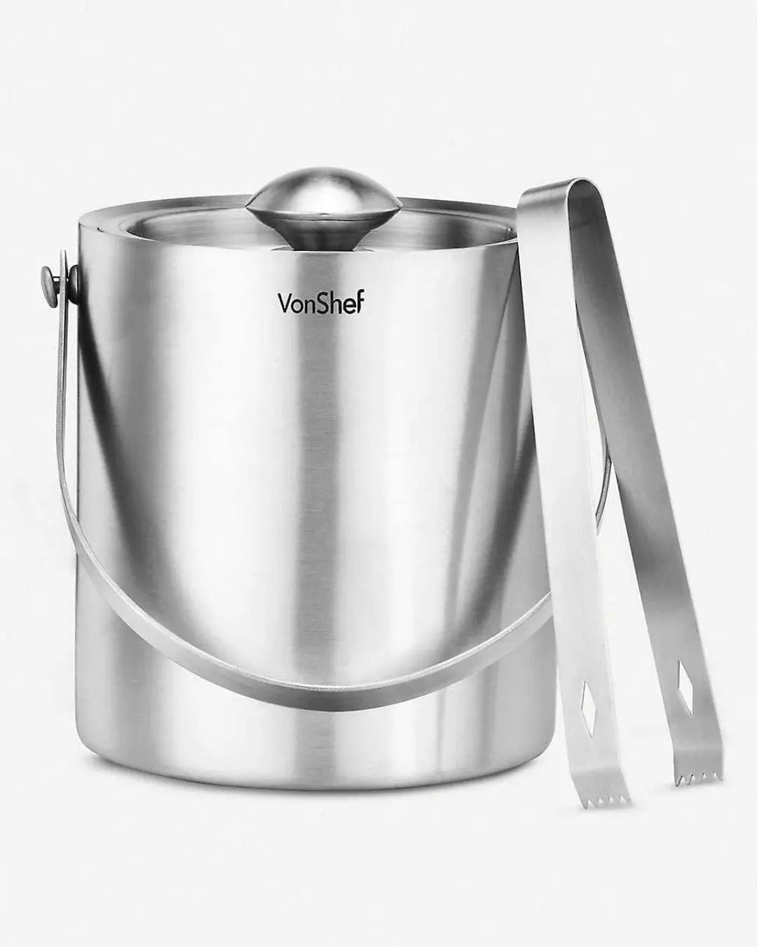 VonShef 2L Stainless Steel Ice Bucket with Tongs Tableware