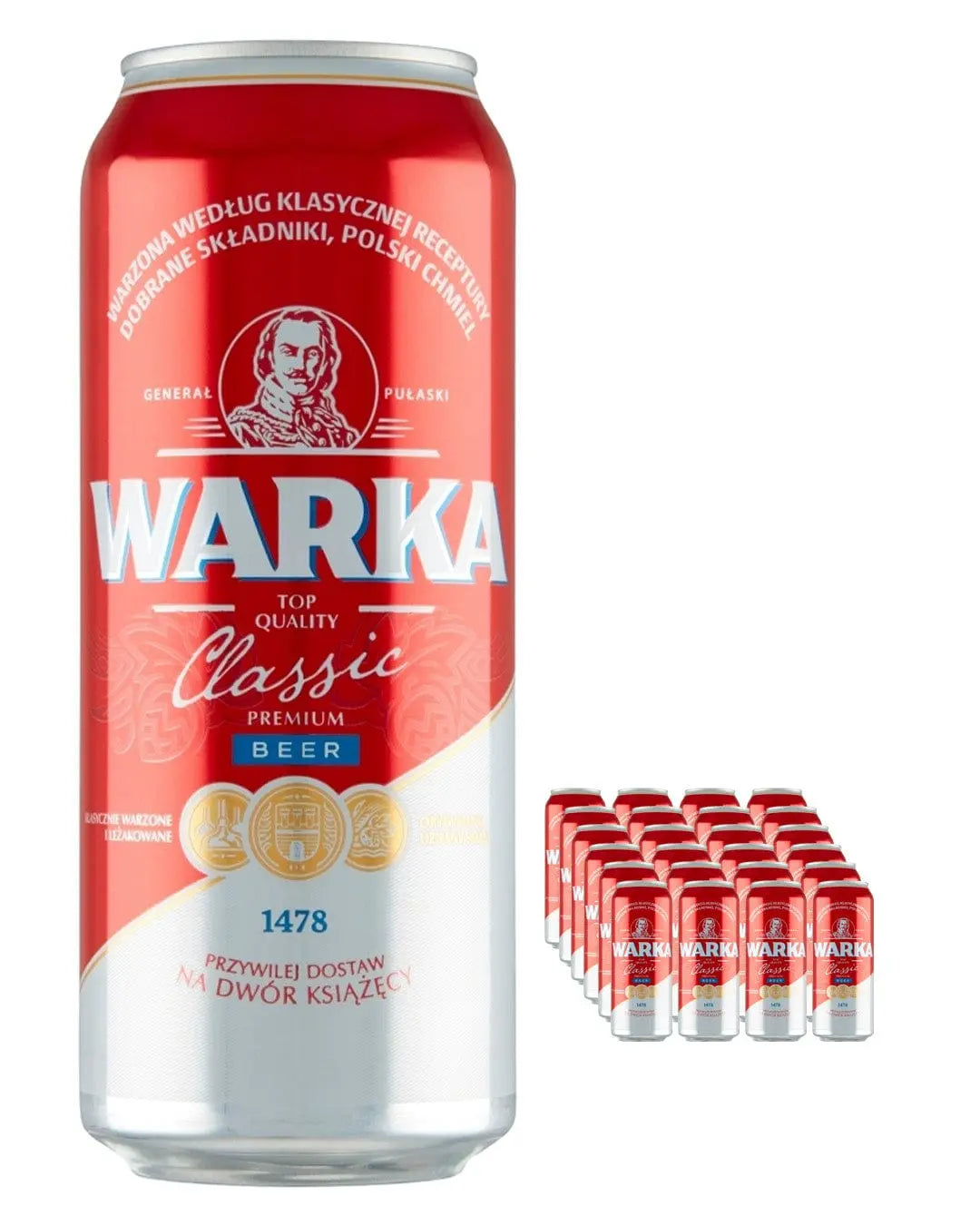 Warka Classic Polish Premium Lager Beer Multipack, 24 x 500 ml Beer