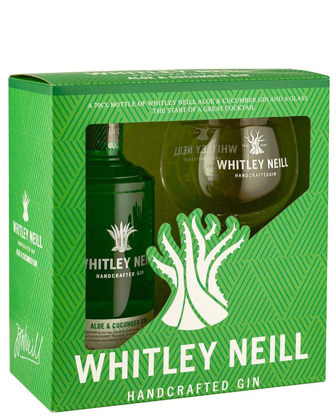Whitley Neill Aloe & Cucumber Gin & Glass Gift Set, 70 cl Gin