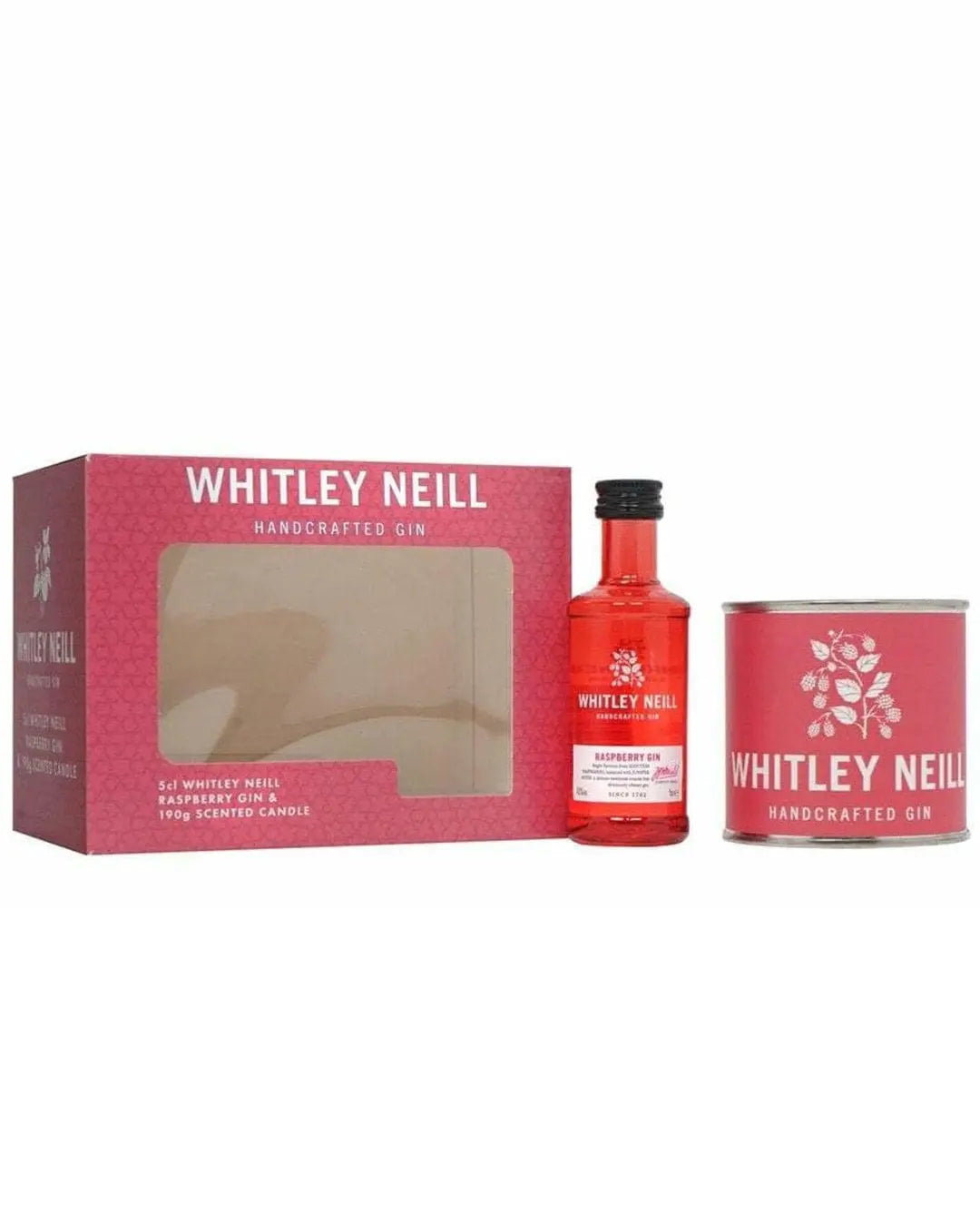 Whitley Neill Raspberry and Candle Gift Set, 5 cl Spirit Miniatures