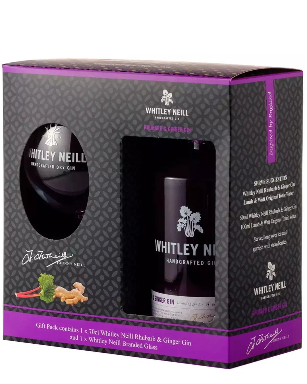 Whitley Neill Rhubarb Gin & Glass Gift Set, 70 cl Gin