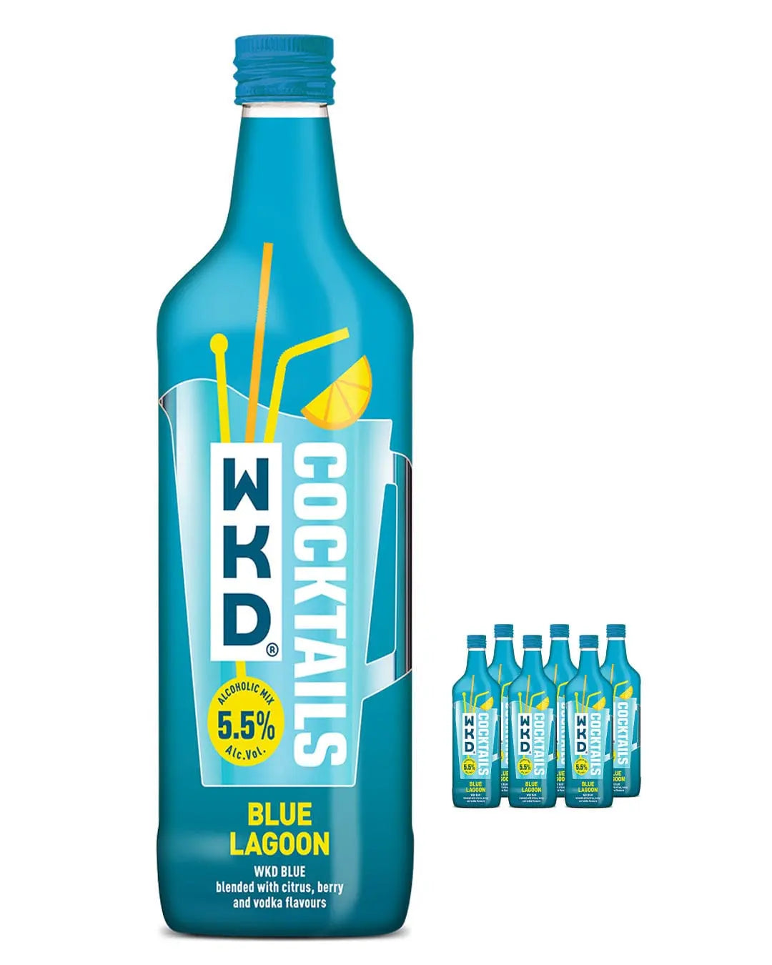 WKD Cocktails Blue Lagoon Multipack, 6 x 70 cl Ready Made Cocktails