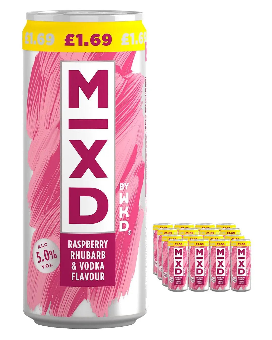 WKD Mixed Raspberry, Rhubarb & Vodka Premixed Can Multipack, 12 x 250 ml Ready Made Cocktails